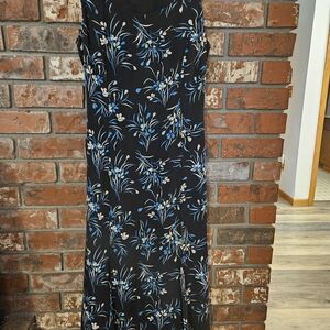 Charter Club Silk Midi Dress with Blue and Cream Floral Print